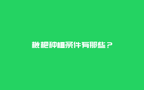 枇杷种植条件有那些？