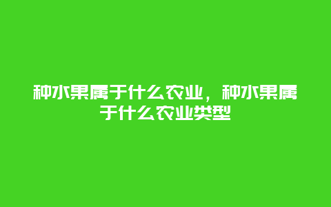 种水果属于什么农业，种水果属于什么农业类型