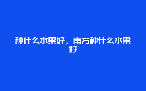 种什么水果好，南方种什么水果好