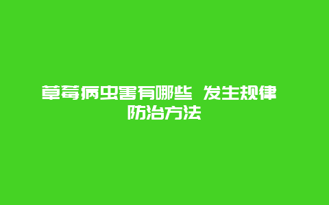 草莓病虫害有哪些 发生规律 防治方法