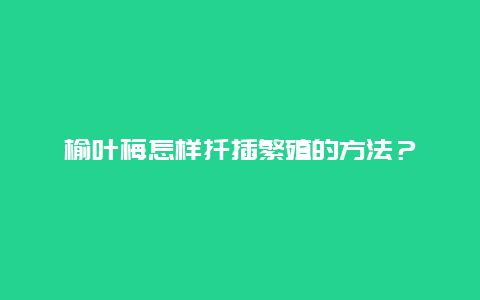 榆叶梅怎样扦插繁殖的方法？