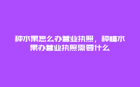 种水果怎么办营业执照，种植水果办营业执照需要什么