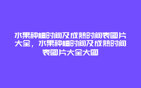 水果种植时间及成熟时间表图片大全，水果种植时间及成熟时间表图片大全大图