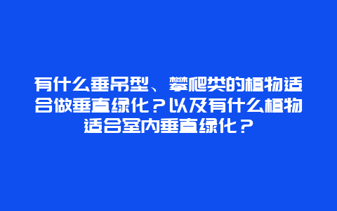 有什么垂吊型、攀爬类的植物适合做垂直绿化？以及有什么植物适合室内垂直绿化？