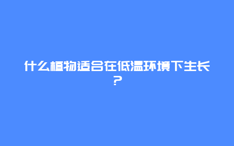 什么植物适合在低温环境下生长？