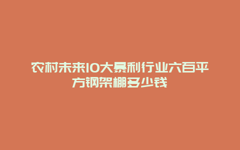 农村未来10大暴利行业六百平方钢架棚多少钱