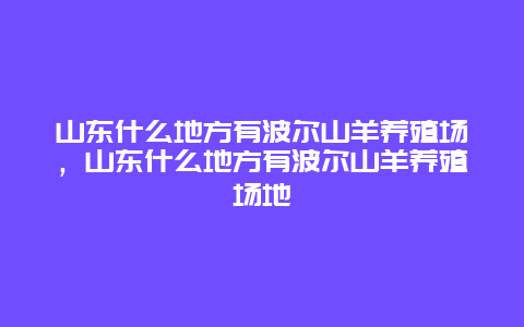 山东什么地方有波尔山羊养殖场，山东什么地方有波尔山羊养殖场地