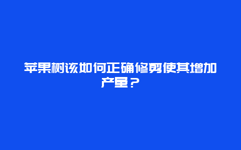 苹果树该如何正确修剪使其增加产量？