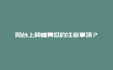 阳台上种植黄瓜的注意事项？