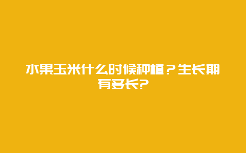 水果玉米什么时候种植？生长期有多长?