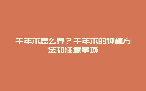 千年木怎么养？千年木的种植方法和注意事项