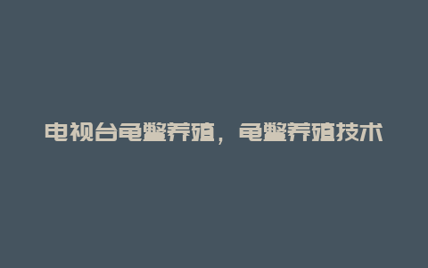 电视台龟鳖养殖，龟鳖养殖技术