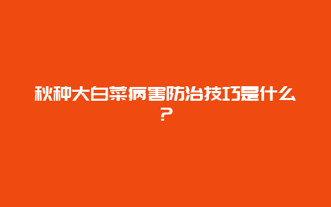 秋种大白菜病害防治技巧是什么？