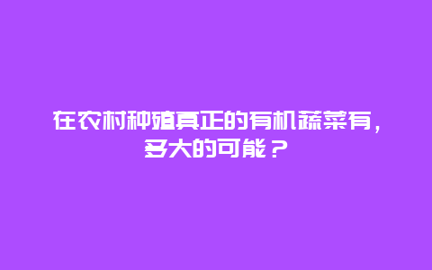 在农村种殖真正的有机蔬菜有，多大的可能？