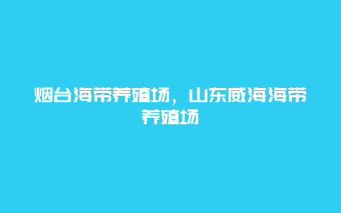 烟台海带养殖场，山东威海海带养殖场