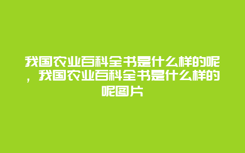 我国农业百科全书是什么样的呢，我国农业百科全书是什么样的呢图片