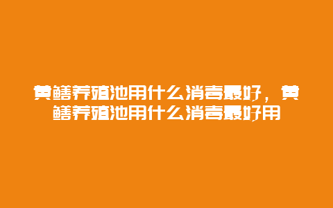 黄鳝养殖池用什么消毒最好，黄鳝养殖池用什么消毒最好用