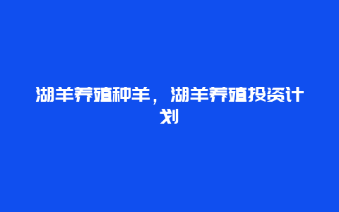 湖羊养殖种羊，湖羊养殖投资计划