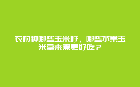 农村种哪些玉米好，哪些水果玉米拿来煮更好吃？