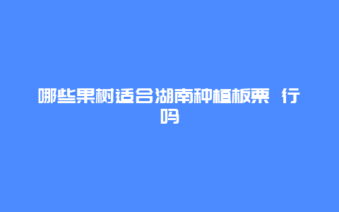 哪些果树适合湖南种植板栗 行吗