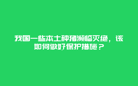 我国一些本土种猪濒临灭绝，该如何做好保护措施？