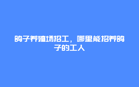 鸽子养殖场招工，哪里能招养鸽子的工人