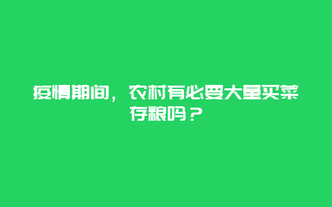 疫情期间，农村有必要大量买菜存粮吗？