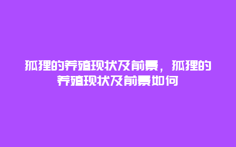 狐狸的养殖现状及前景，狐狸的养殖现状及前景如何