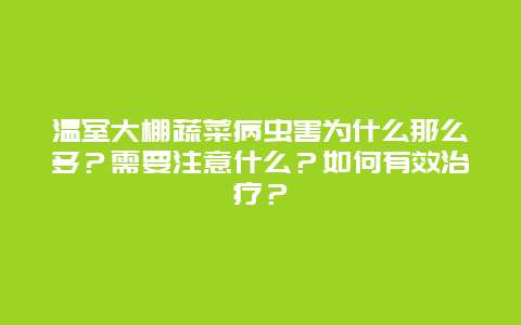 温室大棚蔬菜病虫害为什么那么多？需要注意什么？如何有效治疗？