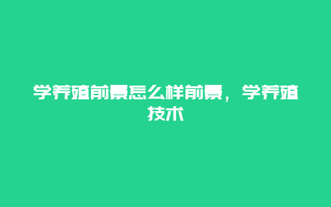 学养殖前景怎么样前景，学养殖技术