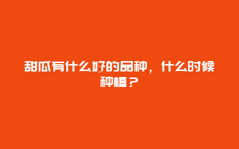 甜瓜有什么好的品种，什么时候种植？