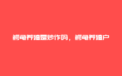 鳄龟养殖是炒作吗，鳄龟养殖户