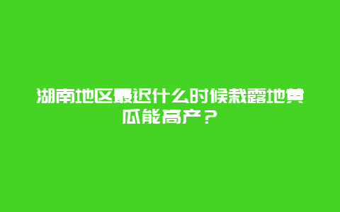 湖南地区最迟什么时候栽露地黄瓜能高产？