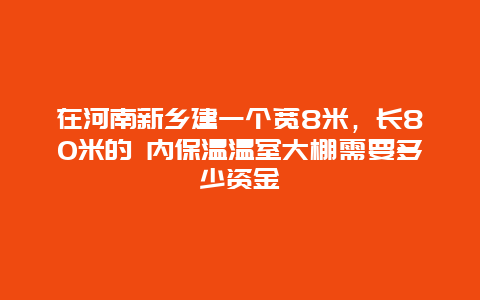 在河南新乡建一个宽8米，长80米的 内保温温室大棚需要多少资金