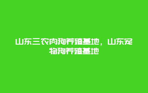 山东三农肉狗养殖基地，山东宠物狗养殖基地