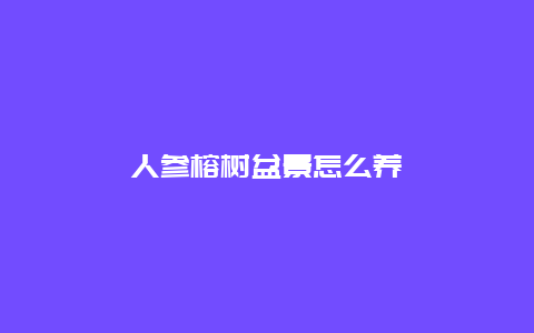 人参榕树盆景怎么养