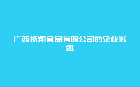 广西扬翔食品有限公司的企业概述