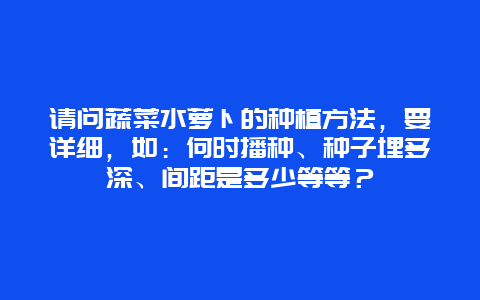 请问蔬菜水萝卜的种植方法，要详细，如：何时播种、种子埋多深、间距是多少等等？