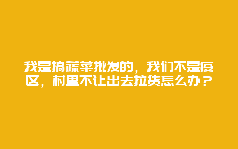 我是搞蔬菜批发的，我们不是疫区，村里不让出去拉货怎么办？