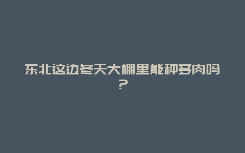 东北这边冬天大棚里能种多肉吗？