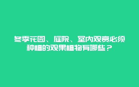 冬季花园、庭院、室内观赏必须种植的观果植物有哪些？