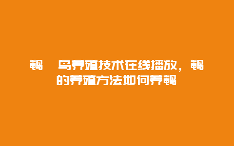 鹌鹑鸟养殖技术在线播放，鹌鹑的养殖方法如何养鹌鹑