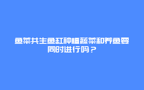 鱼菜共生鱼缸种植蔬菜和养鱼要同时进行吗？