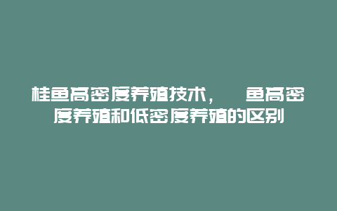 桂鱼高密度养殖技术，鳜鱼高密度养殖和低密度养殖的区别