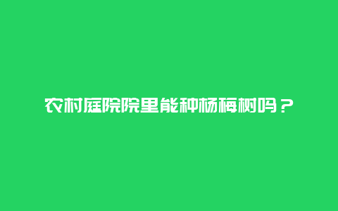 农村庭院院里能种杨梅树吗？