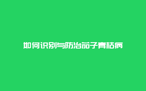 如何识别与防治茄子青枯病