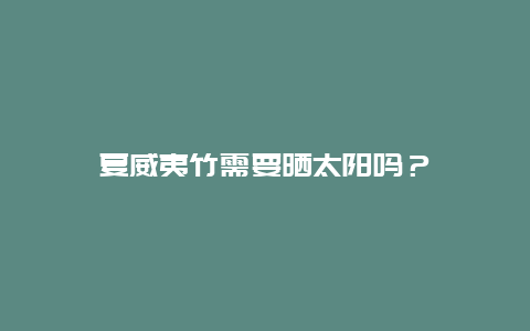 夏威夷竹需要晒太阳吗？