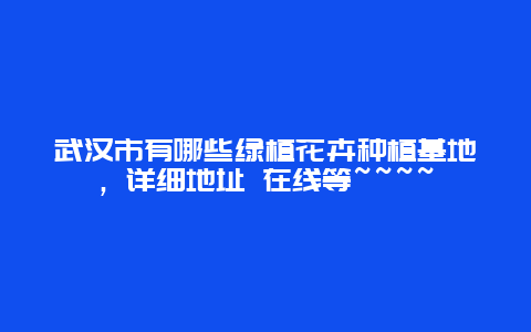 武汉市有哪些绿植花卉种植基地，详细地址 在线等~~~~