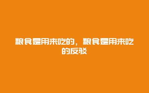 粮食是用来吃的，粮食是用来吃的反驳