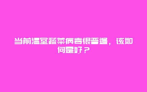 当前温室蔬菜病毒很普遍，该如何是好？